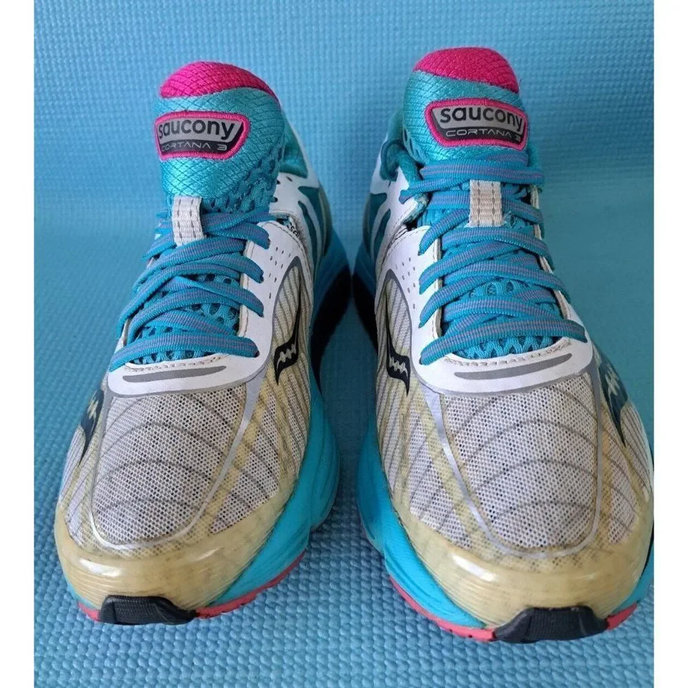 Saucony Cortana 3 Running Shoes White Blue‎ Pink Women’s Size 7.5